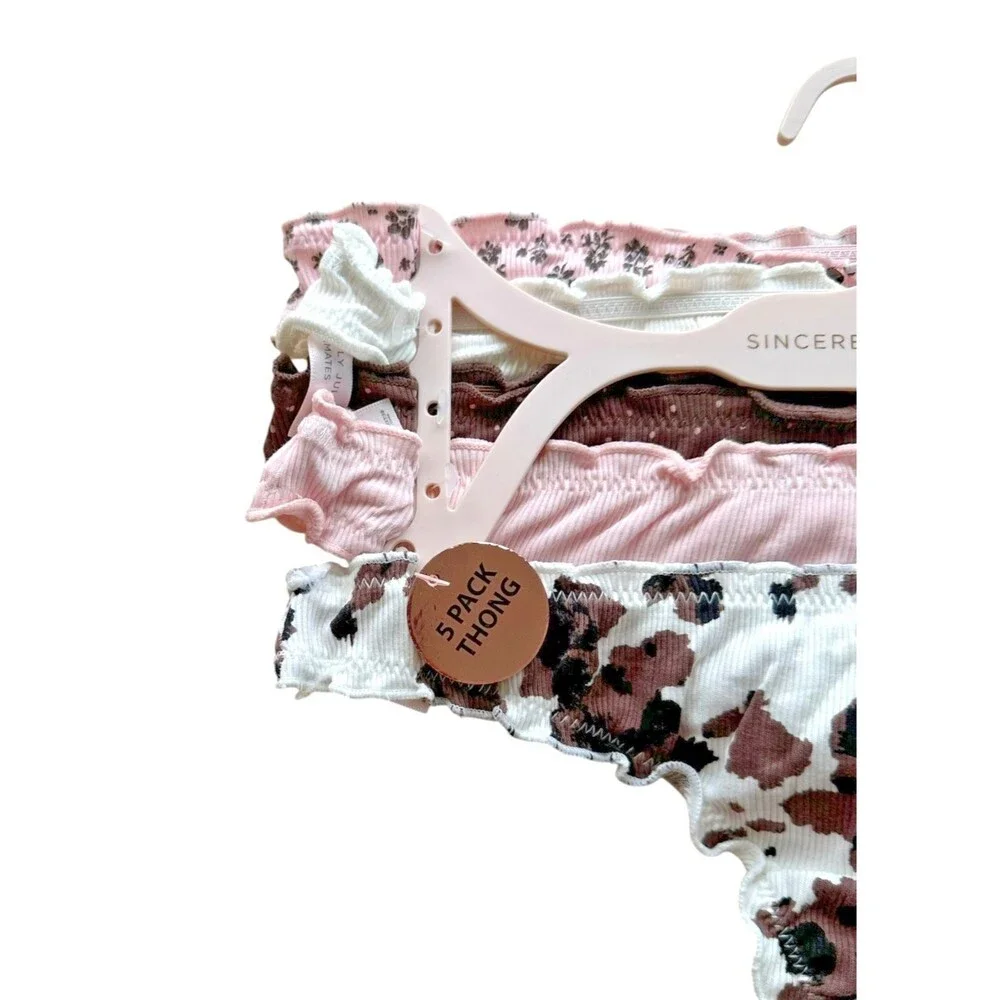 Sincerely Jules Women’s Set of 5 Thong Panties Size L Multicolor Printed